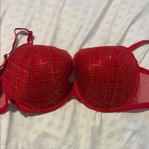 Victoria’s Secret Lined Demi Red and Gold Lace Holiday Bra